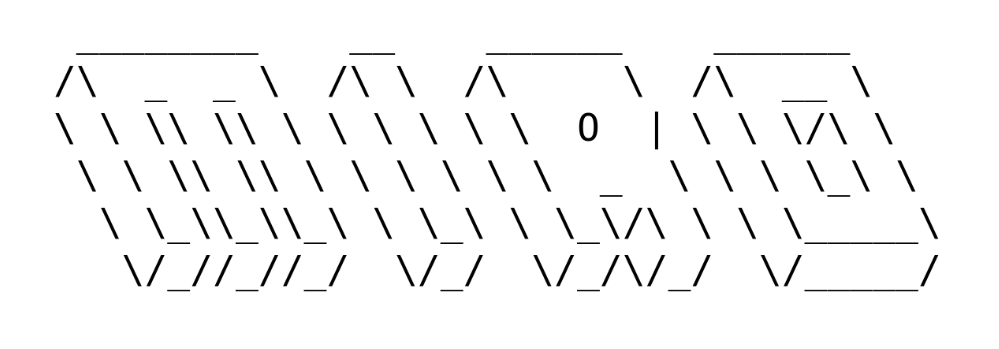 Big ASCII letters which scroll along using JavaScript's requestAnimationFrame method.